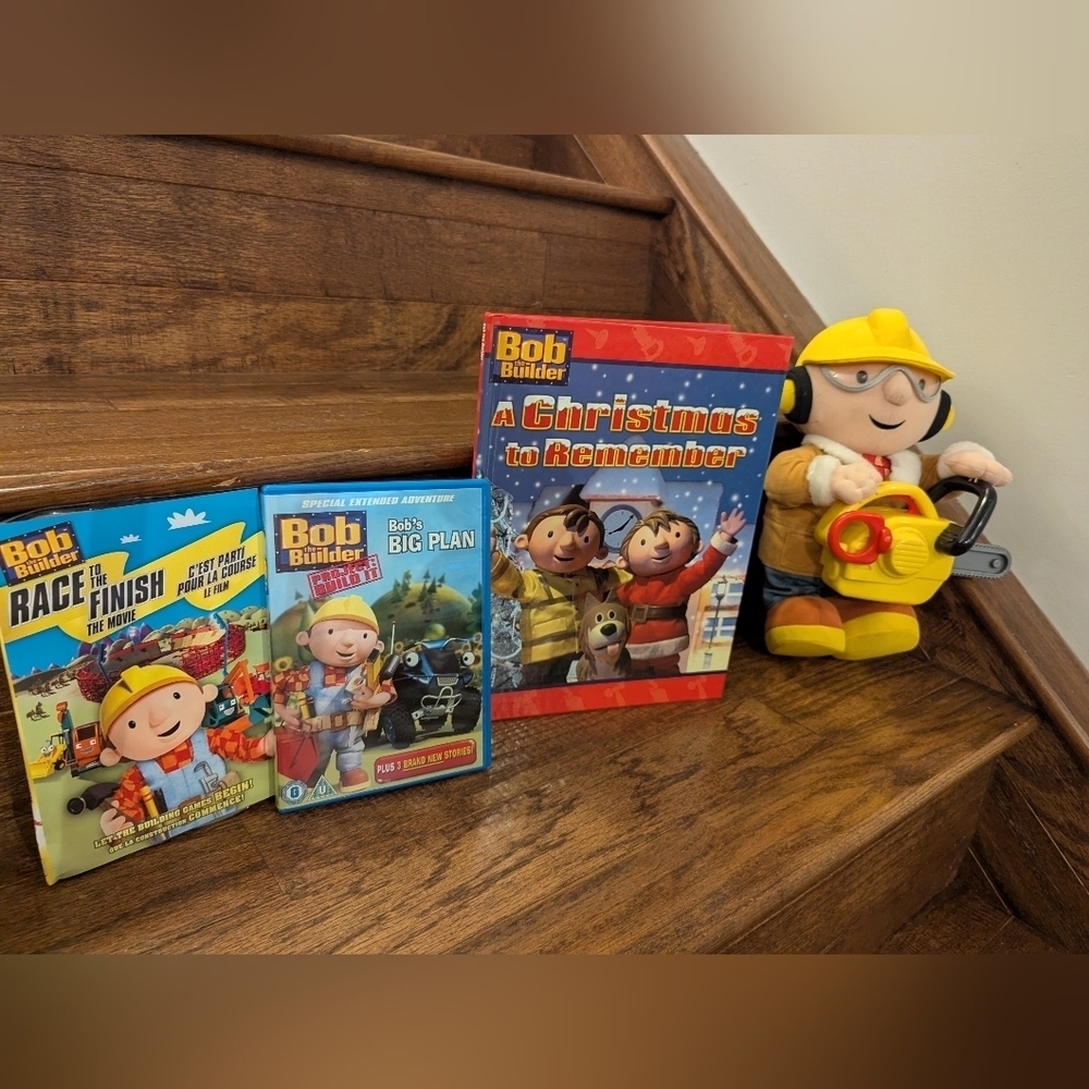 Rare Vintage Bob The Builder Lot, Book, Talking Moving Plush Toy, Movies